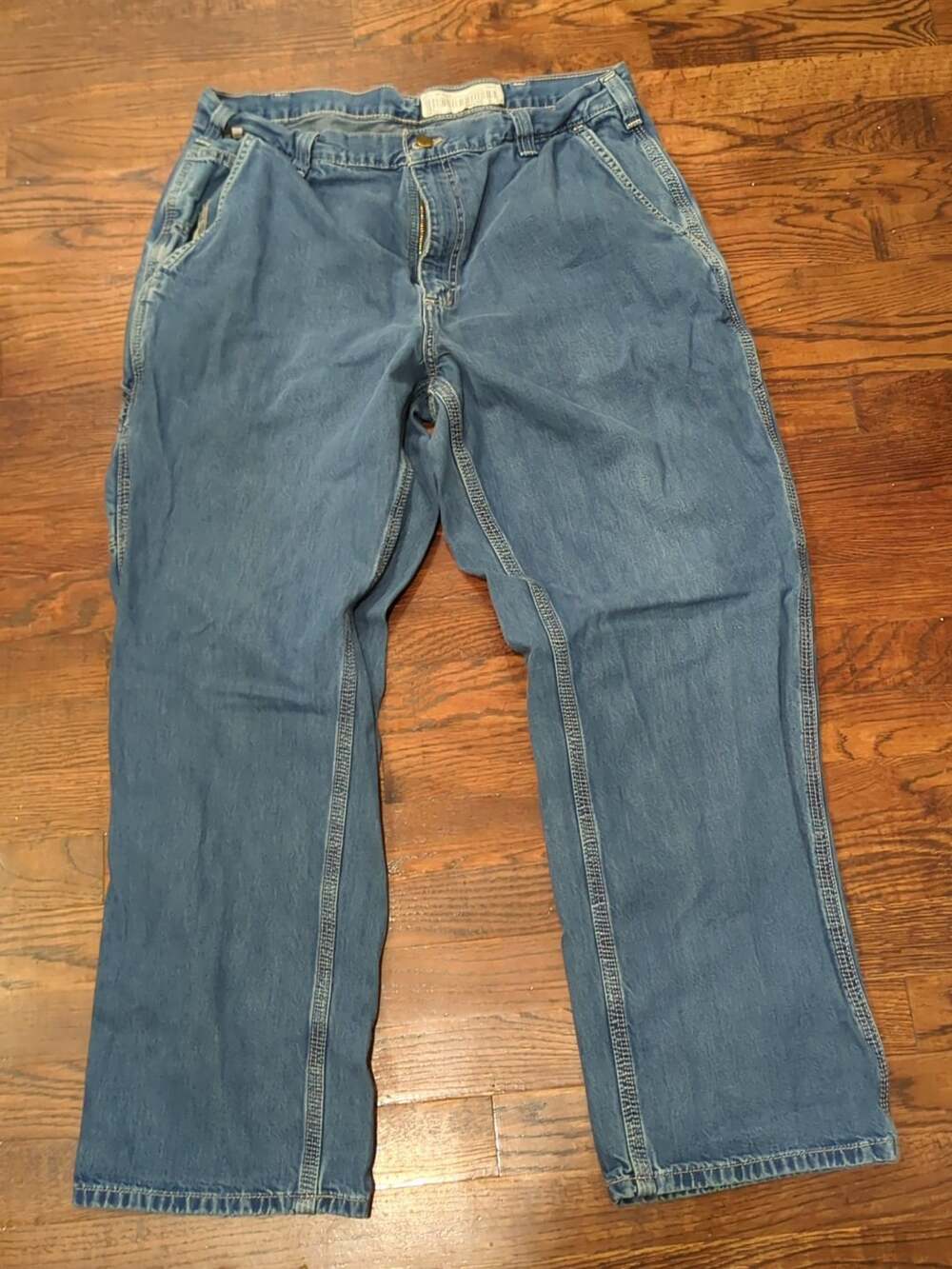 Carhartt Flame Resistant Denim Carpenter Pants 36x30 Blue Workwear